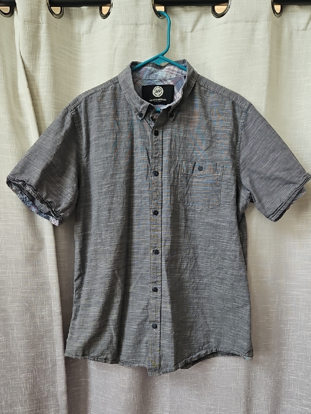 Weatherproof Short Sleeve Button-Down Shirt in Gray